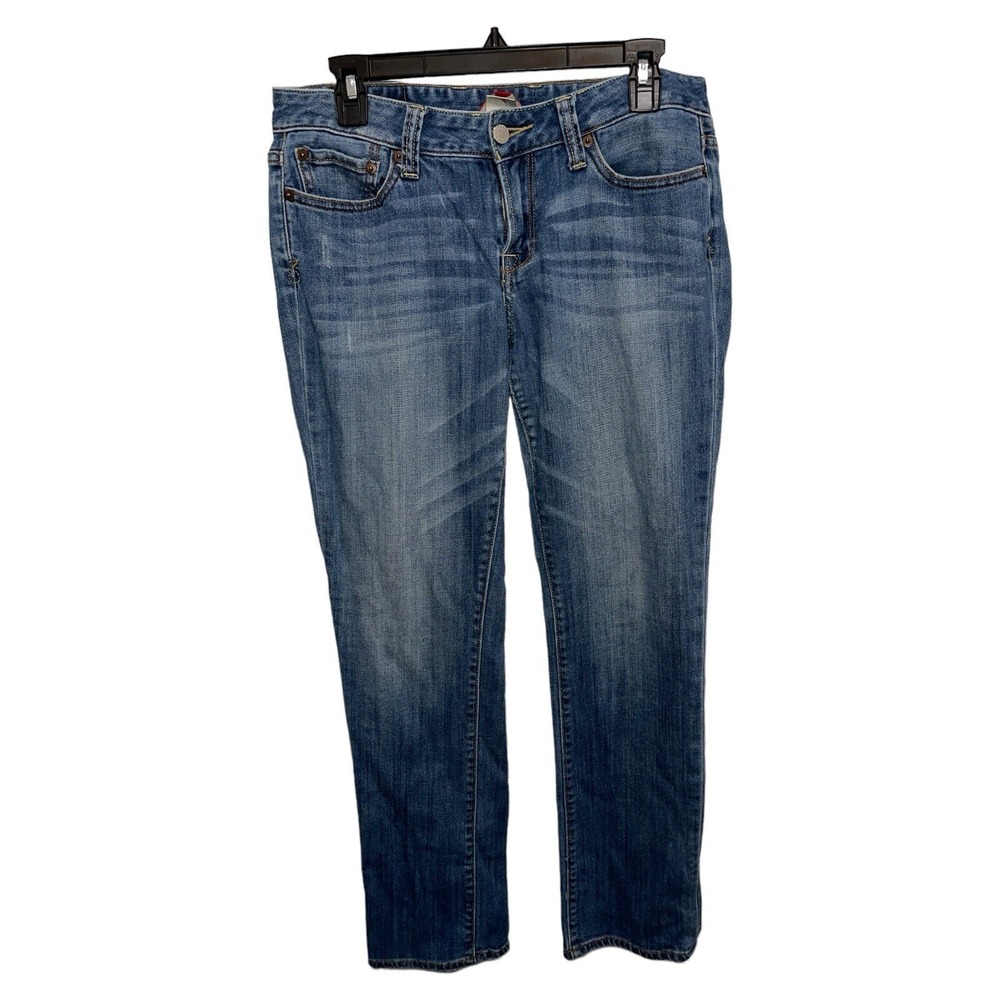 Lucky Brand Women's 10/30 Blue Lightly Distressed Embroidered Top Pocket Jeans